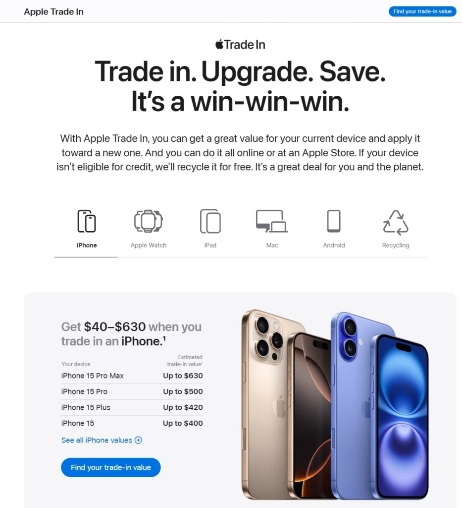 apple trade in